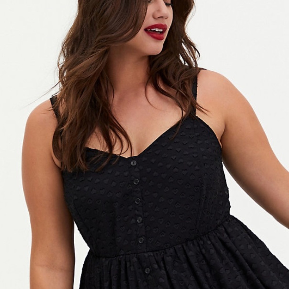 Torrid Black Heart Chiffon Button Midi Dress